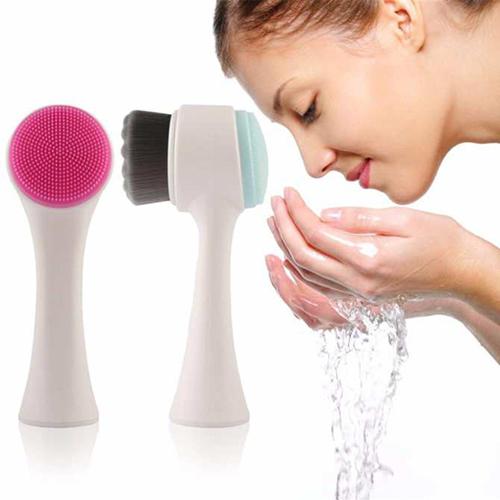 Dụng cụ cọ rửa mặt massage 3D, 2 đầu cầm tay