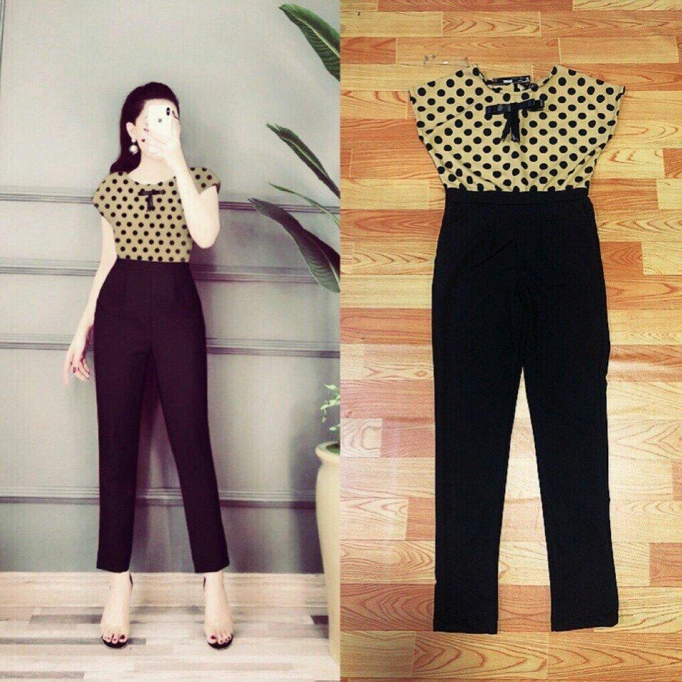 Jumpsuit - Đồ bay dài phối lưới đính ngọc trai sang trọng