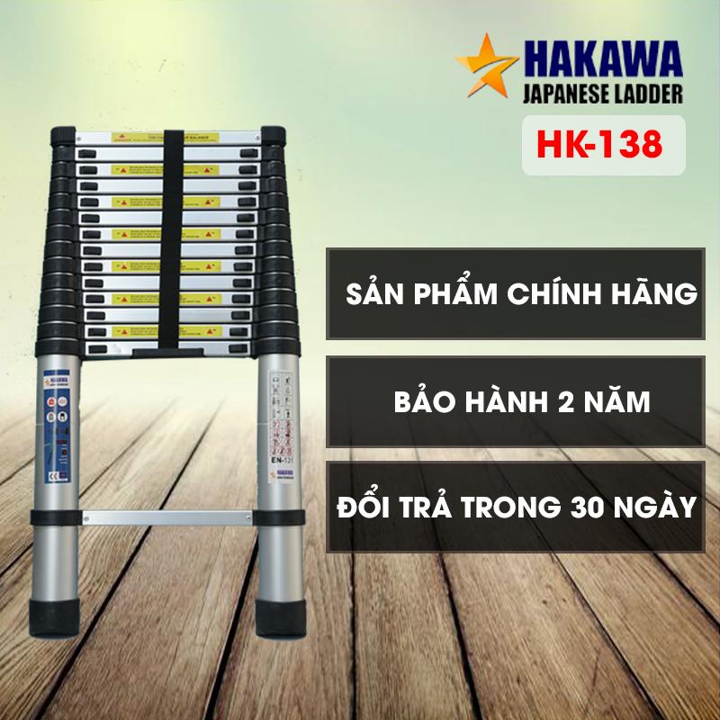 [HỖ TRỢ SHIP 100%] Thang nhom rut don HAKAWA HK138 - Bằng nhôm không rỉ , nhỏ gọn tiện lợi , dễ di chuyển