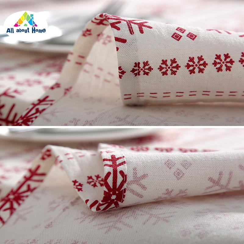 ABH Table Cloth Cover Red Snowflakes Pattern Decoration For Christmas Party Home Banquet