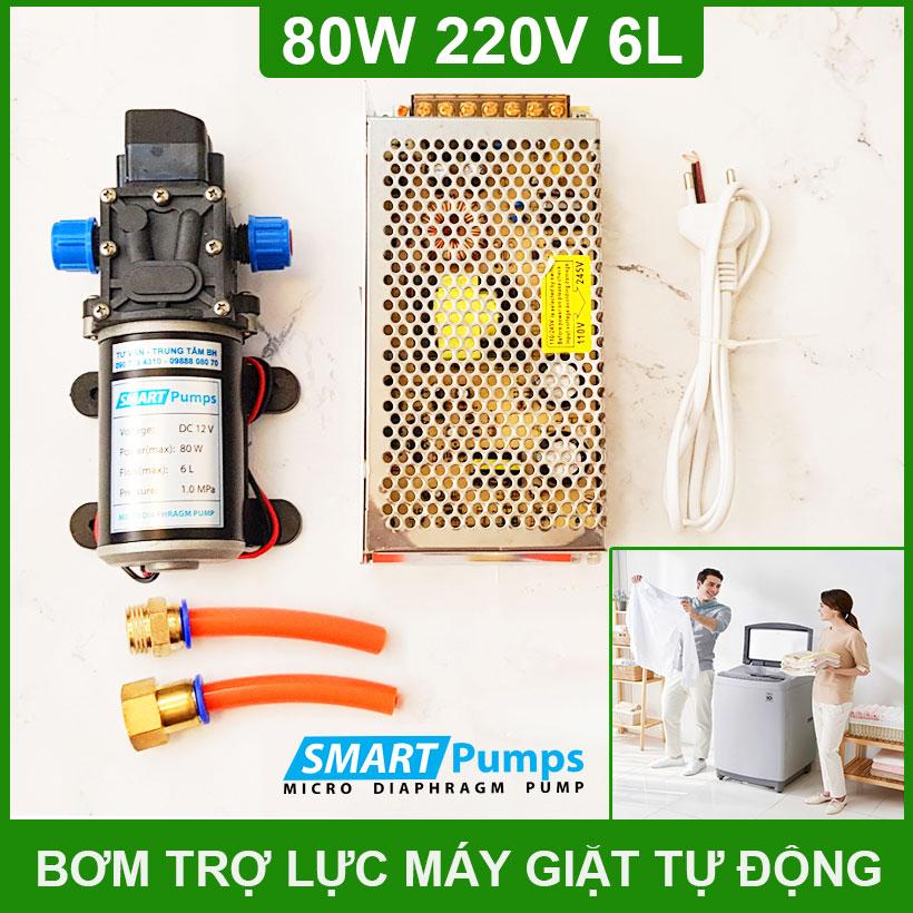 Máy bơm nước trợ lực máy giặt 220v 80w 6l tự động