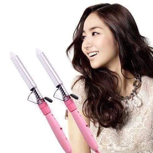 Máy uốn tóc xoăn trục sứ (Hồng phối trắng) GDQUY67