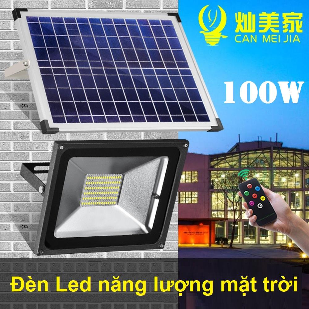 Đèn pha năng lượng mặt trời công suất 100W cao cấp kèm điều khiển từ xa chất lượng cao