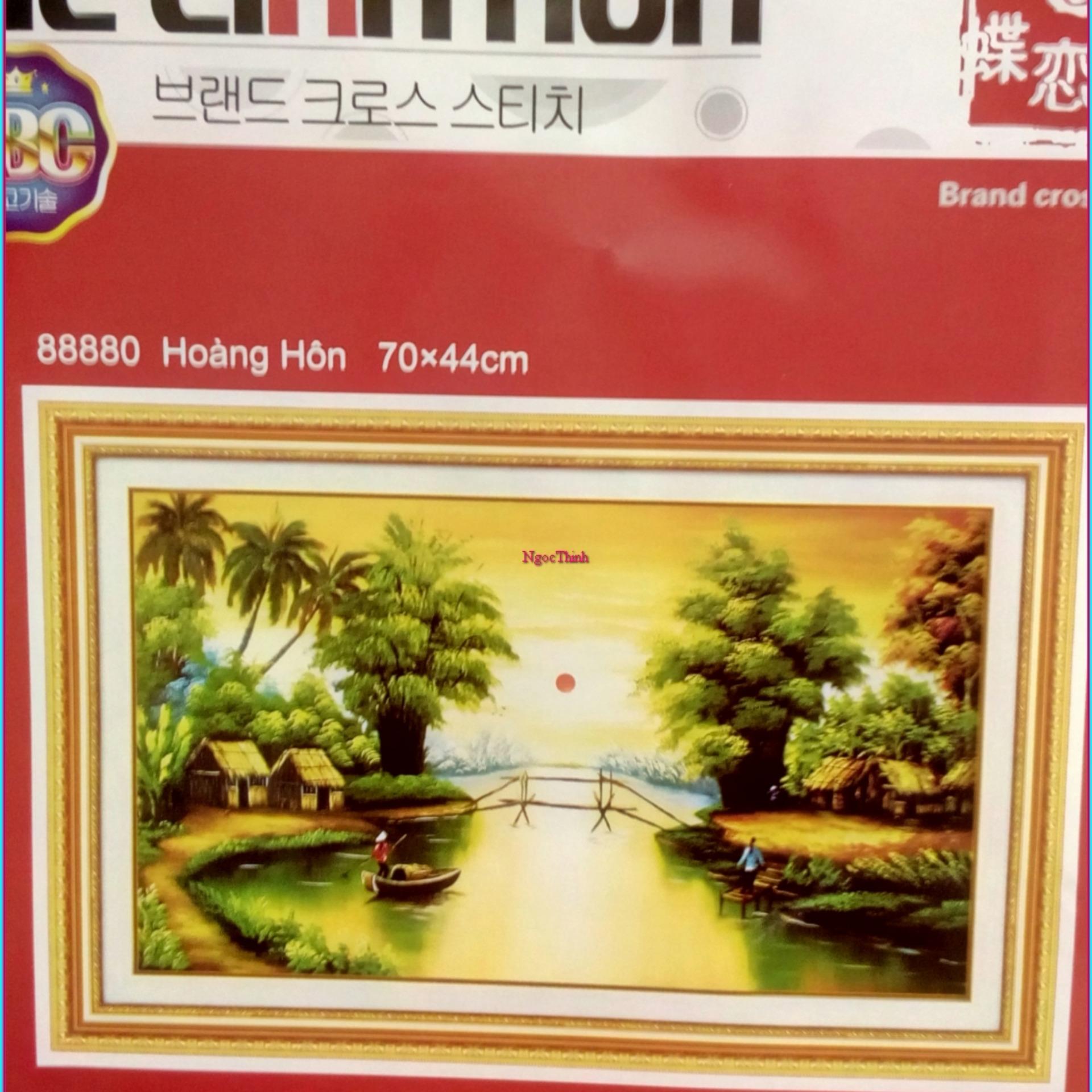 Tranh thêu chữ thập làng quê yêu dấu DLH-88880-Siêu thị tranh thêu