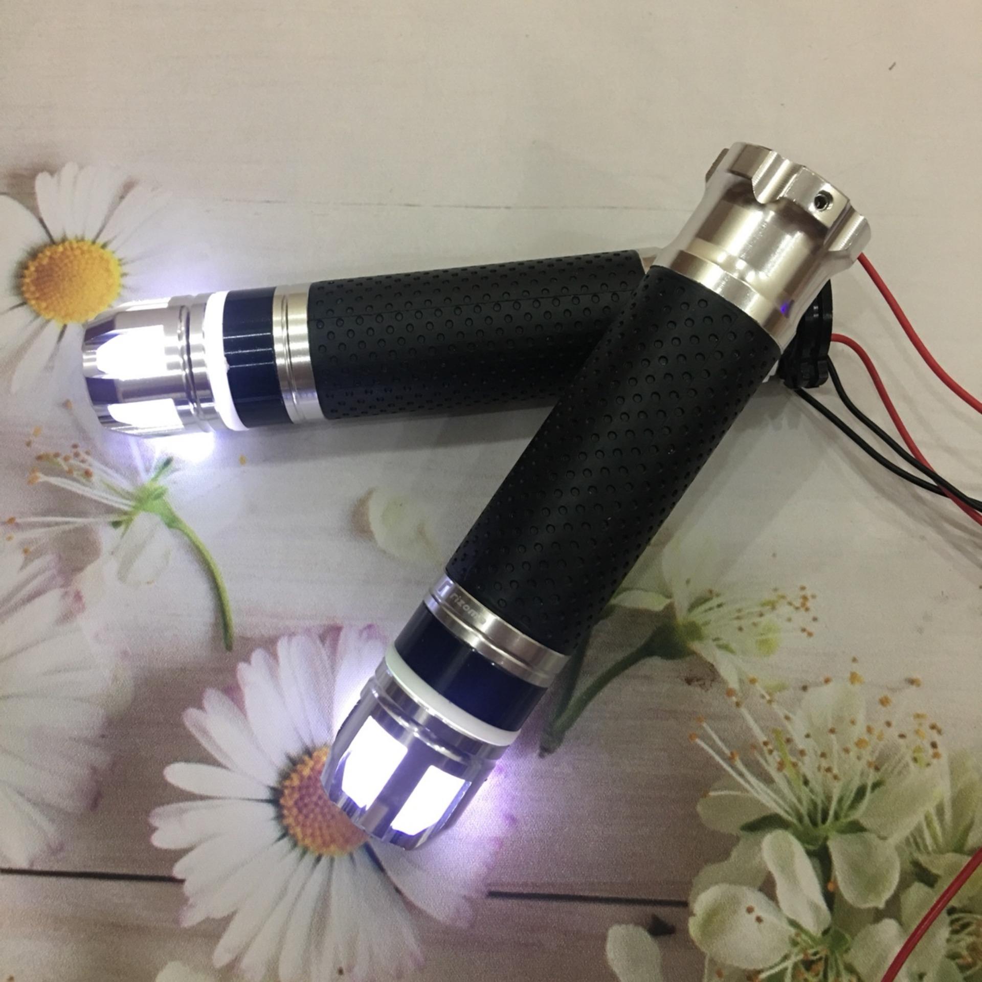 [Cảnh báo hạ giá] Bộ 2 bao tay lái xe máy gù  có đèn Led xoay RIZOMA cao cấp G71-màu bạc-14