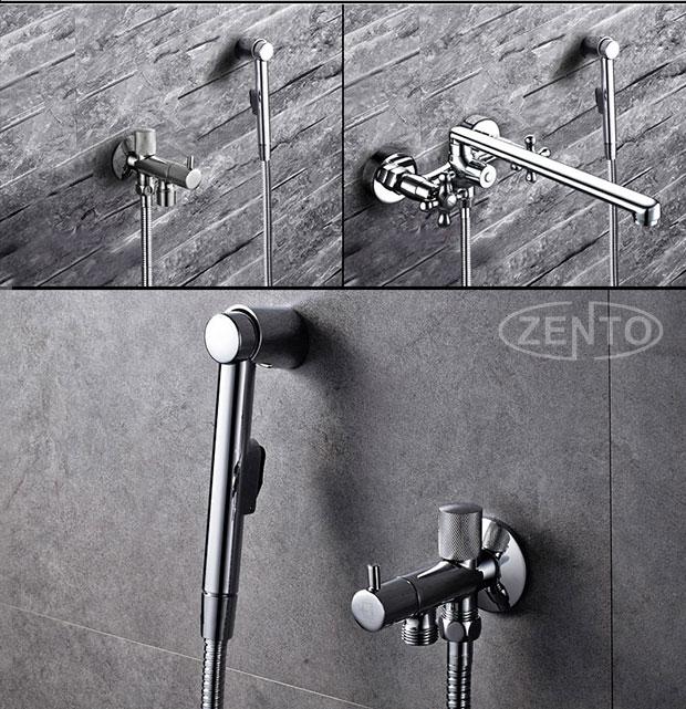 Bộ sen cây tắm nóng lạnh Zento ZT-ZS8098 (Xanh) + Tặng 1 vòi xịt vệ sinh Zento ZT5116-1 (Trắng)