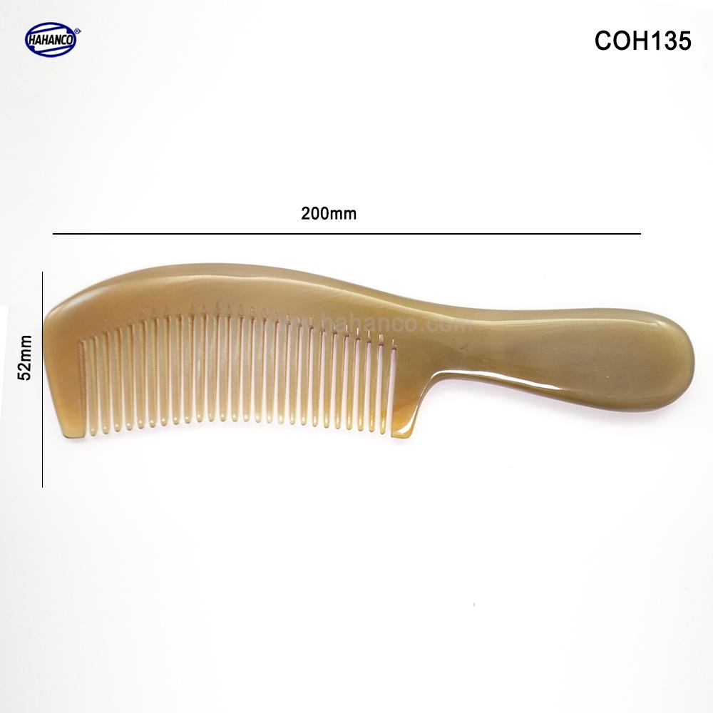 Lược sừng xuất Nhật - COH135 (Size: XL - 20cm) Mẫu cao cấp chuôi dày cực đẹp - Horn Comb of HAHANCO - Có lợi cho sức khỏe