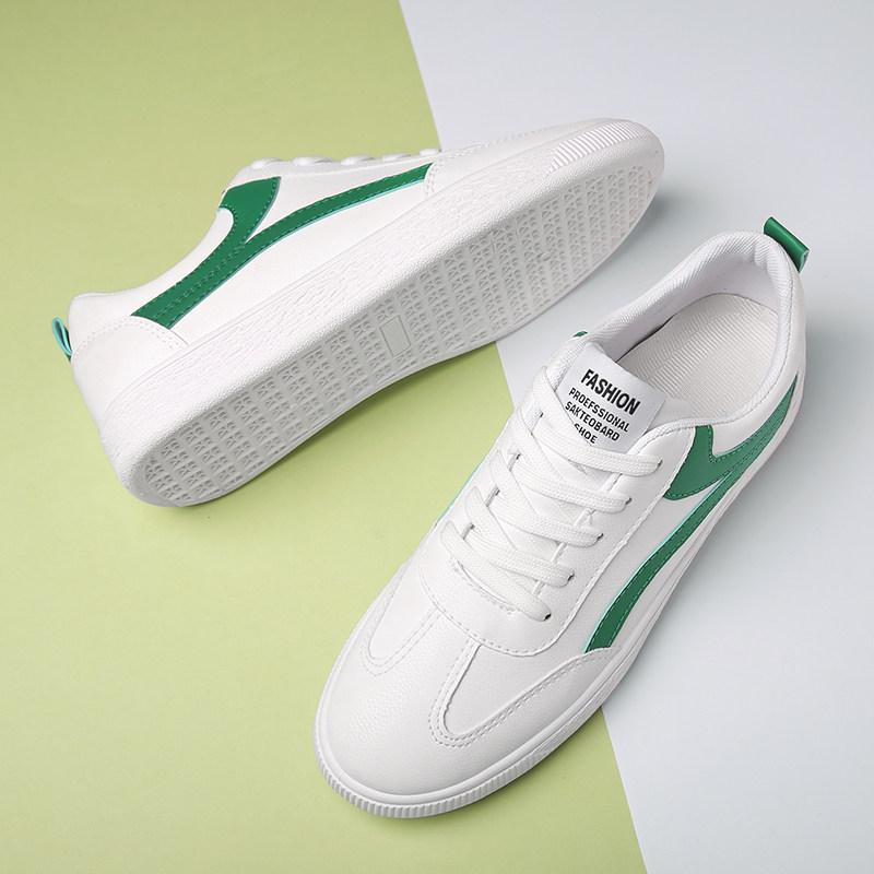 ✅ Giày nam cổ thấp cao cấp đế bằng buộc dây đi học đi chơi thoáng khí, Giày thể thao nam G20 New trend ( TRẮNG KẺ XANH ) Da thời trang mẫu mới