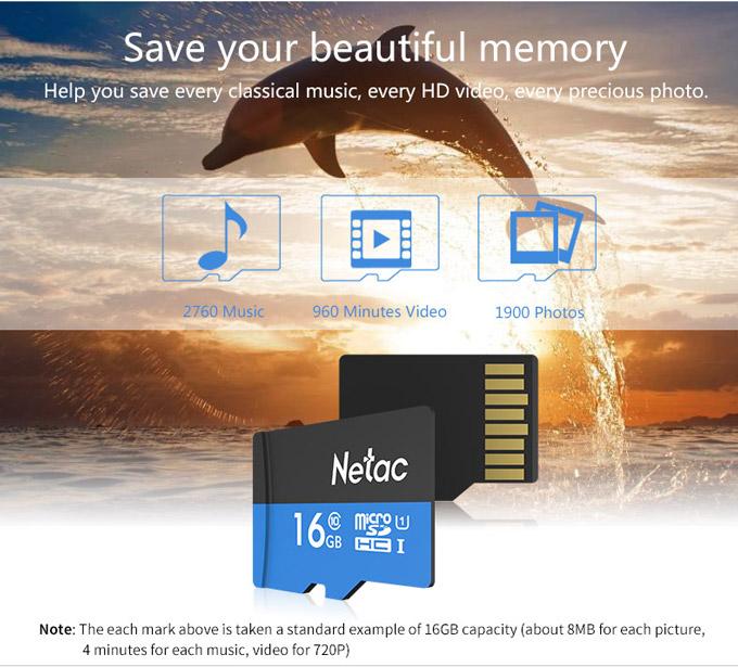 Thẻ nhớ camera Micro SD Netac 16gb,  Class 10 (Bảo hành 5 năm)