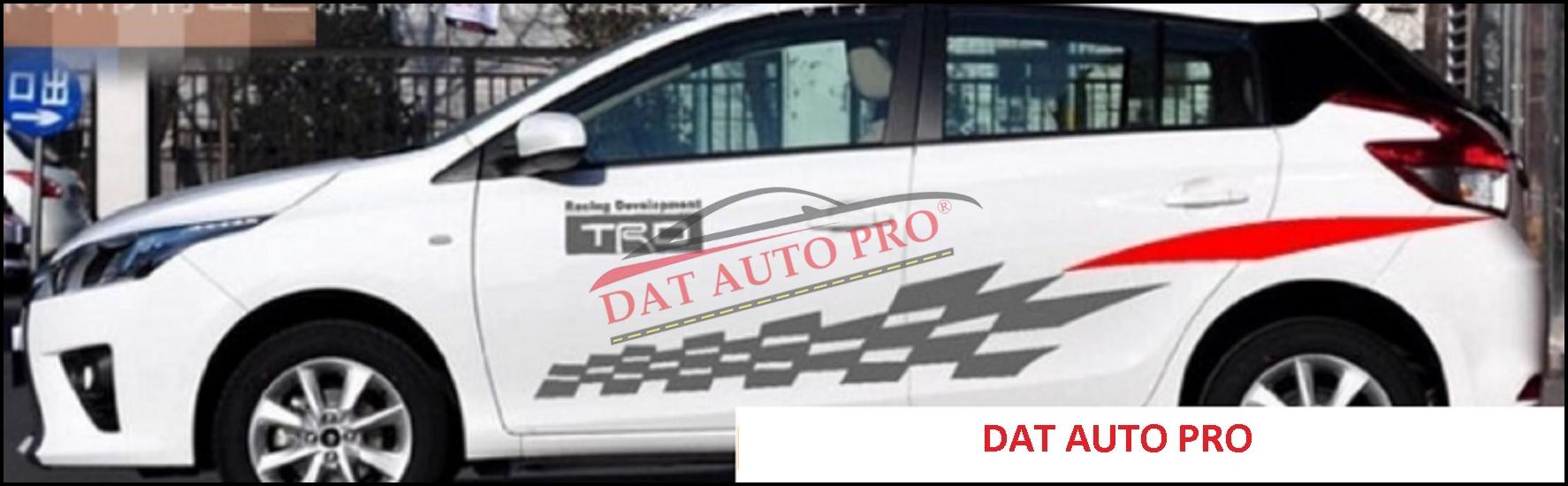 Tem dán Thân xe oto TRD Đen-Đỏ.