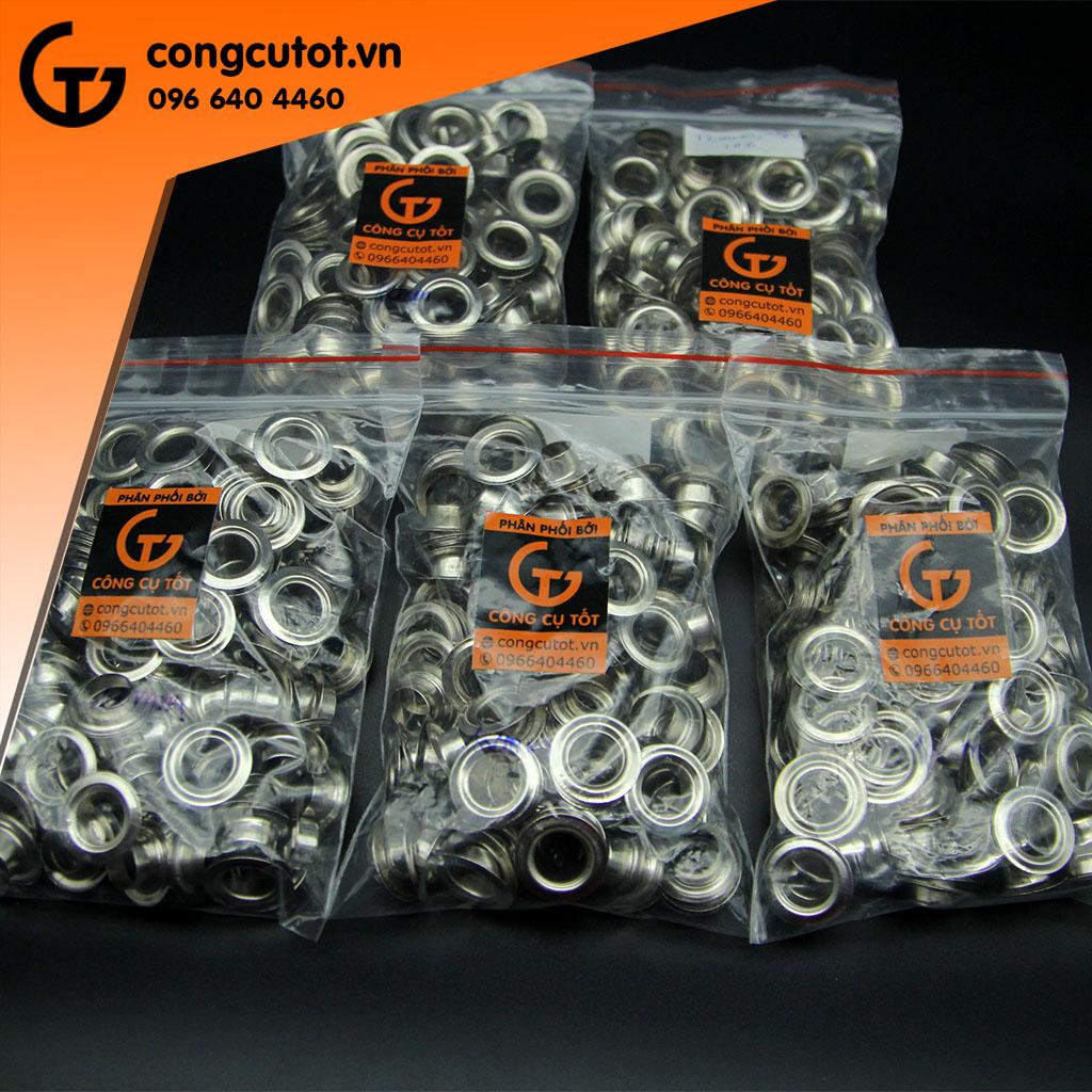 Khoen ore bạc 14mm túi 100 cặp ( mắt cáo)