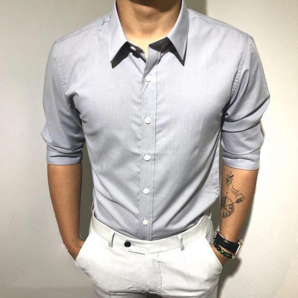 Áo sơ mi nam Màu Ghi Xám Vải Cao cấp(Sơ mi nam hàng Mới)
