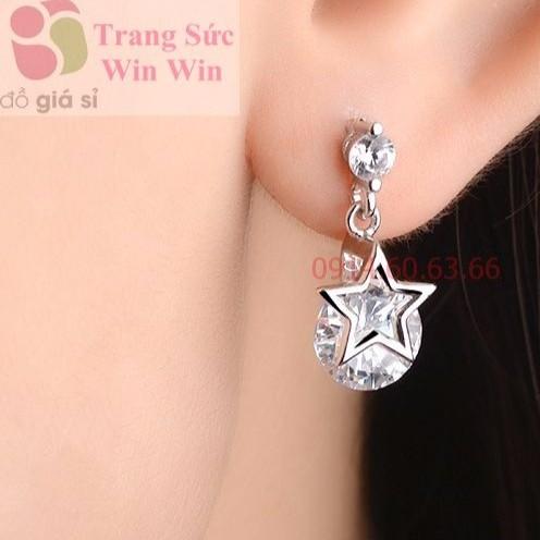 [HCM]Bông tai ngôi sao bạc đính đá tròn