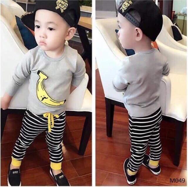 Bộ đồ thu đông in hình chuối Bo057