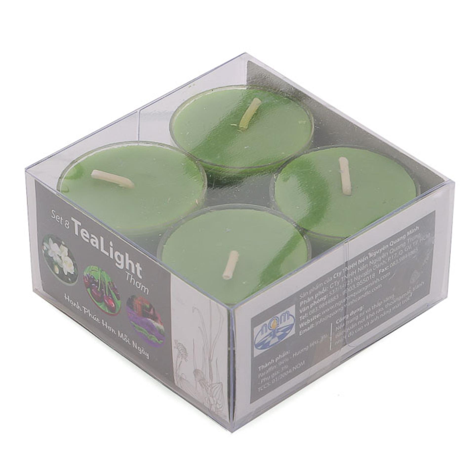 Bộ 6 hộp nến tealight thơm đế nhựa (8 nến/hộp) NQM FtraMart (Xanh lá)
