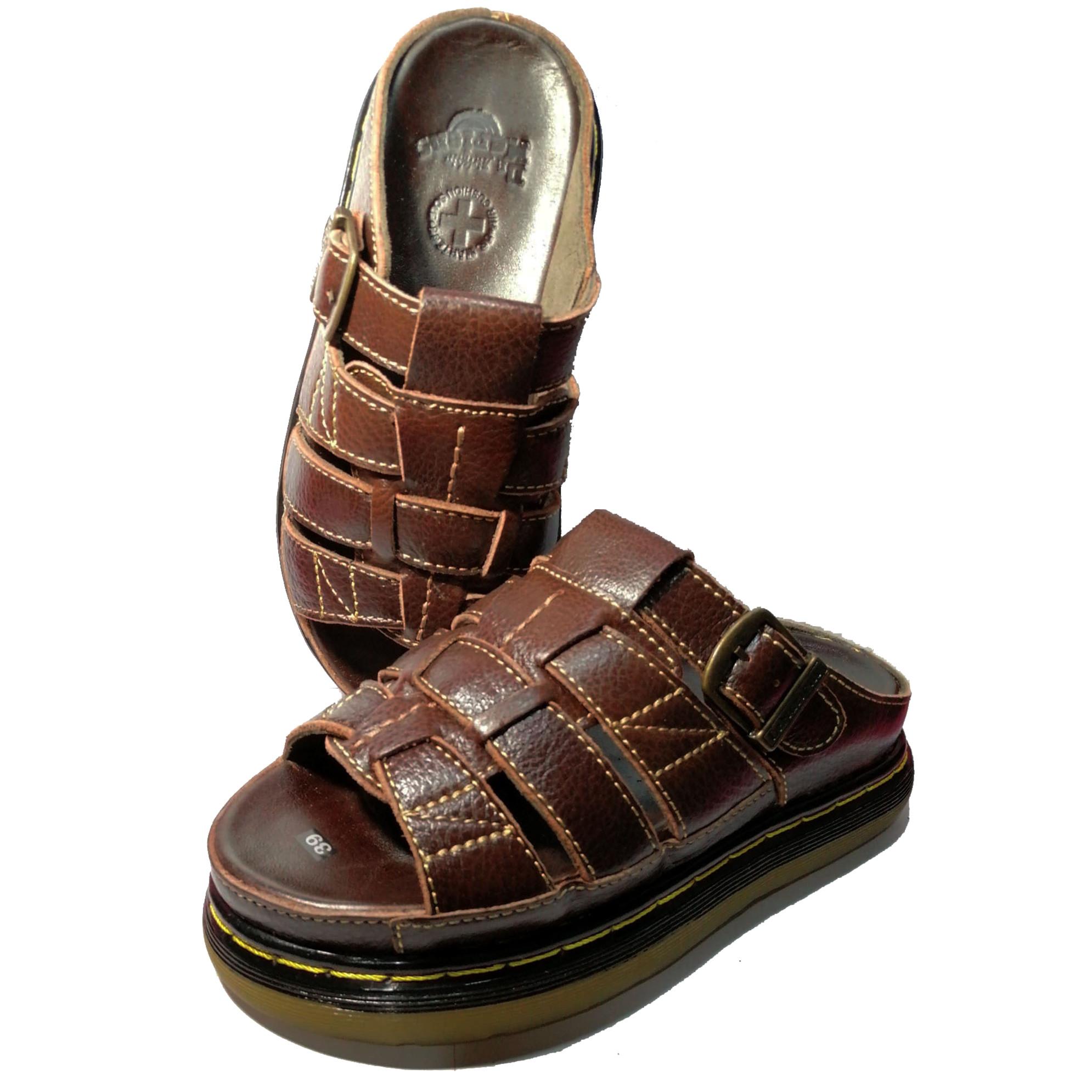 Hot●dép nam quai ngang doctor dr.martens da bò cao cấp hàng vnsx -đế lót da bò- mã d7