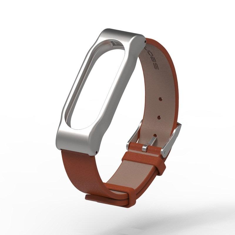 Dây đeo da Mijobs thay thế dành cho Xiaomi Miband 2 (Màu Nâu)