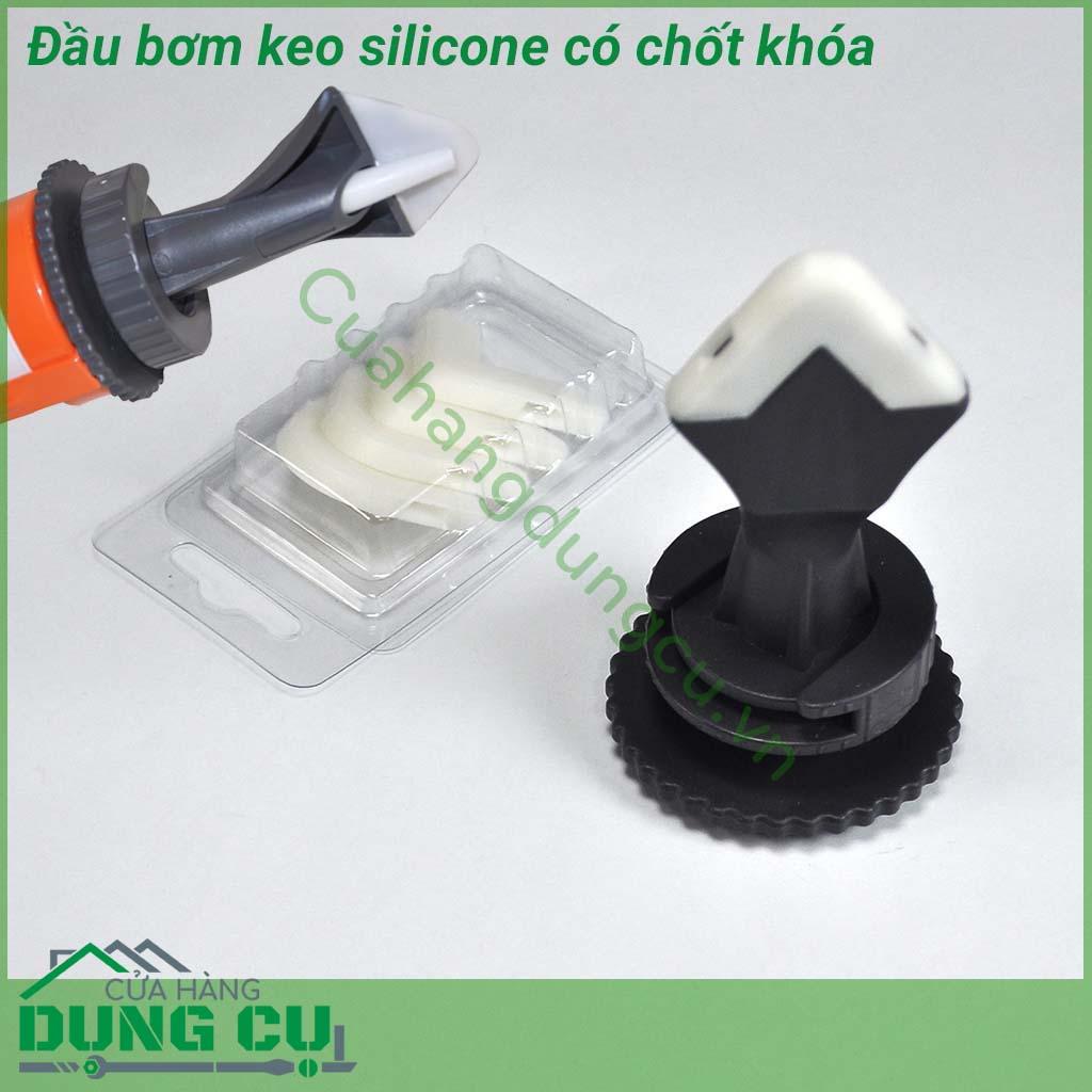 Bộ đầu bơm silicone có chốt giữ