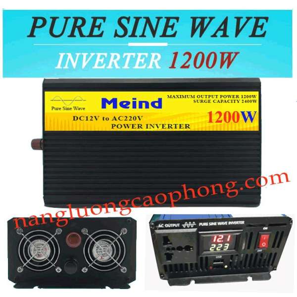 Máy kích điện sin chuẩn 1200W 12V LCD / 2000VA bộ đổi nguồn inverter 12V