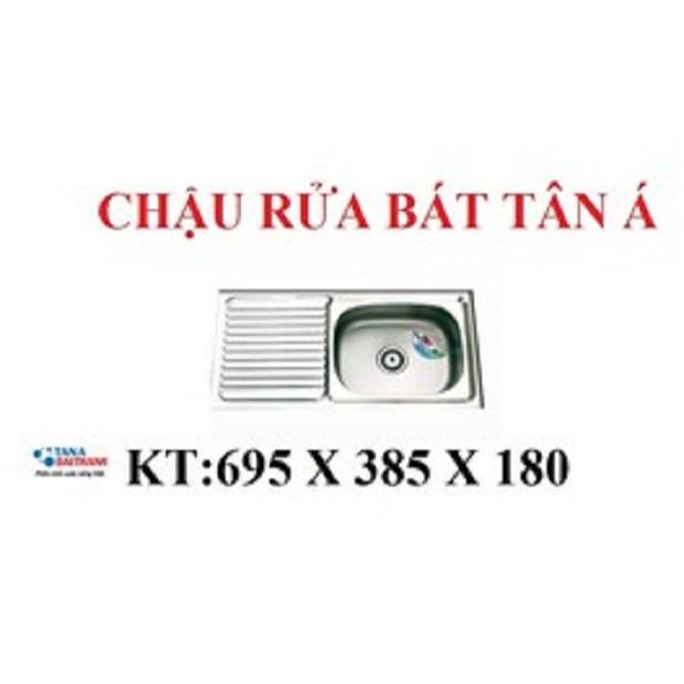 Chậu rửa bát Inox Tân Á xuất khẩu 1 ngăn (có bàn phụ) - đã đủ phụ kiện thoát nước