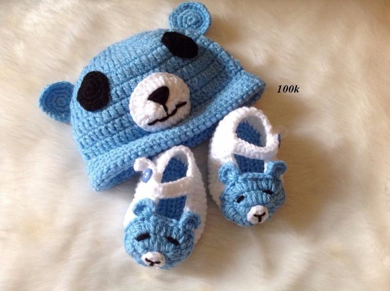 Set mũ và giầy len cho bé từ 0-12 tháng SL003