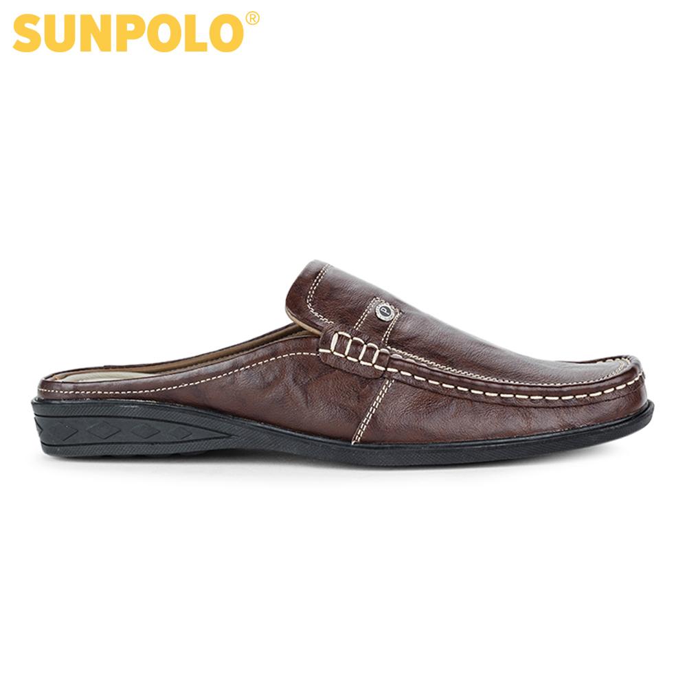 Dép Sapo Nam Da Bò SUNPOLO SPO004 (Nâu)