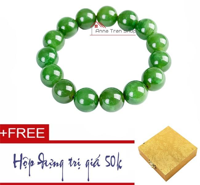 Vòng tay đá ngọc bích 14ly HN09 có hộp quà