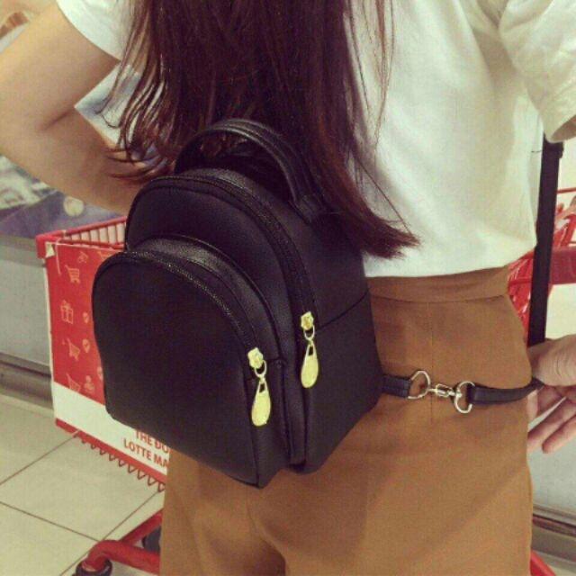 [HCM]Balo Da Nữ Mini Khóa Vàng Xinh Xắn