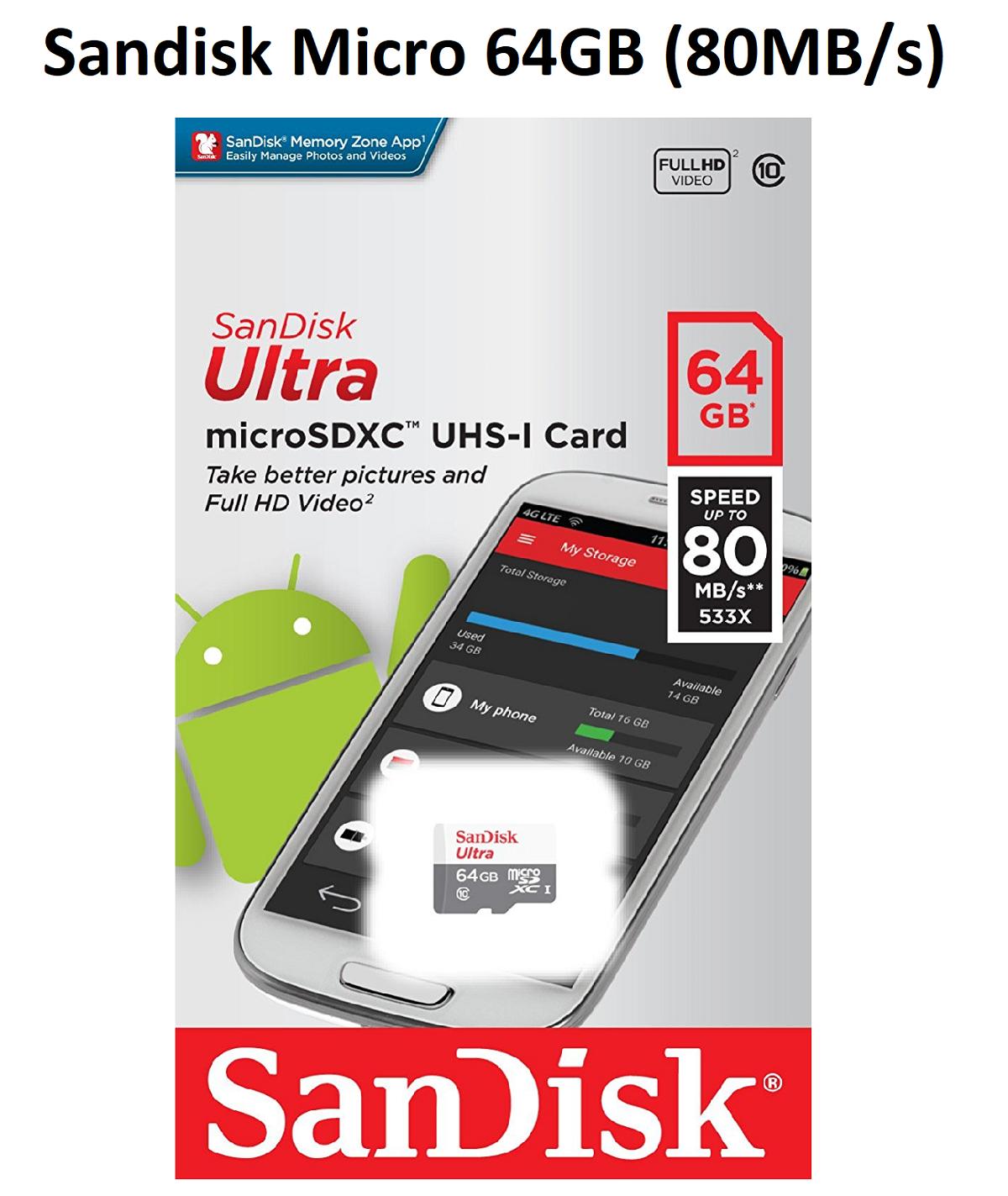 Thẻ nhớ Sandisk Micro SDXC Ultra 64GB (80MB/s)
