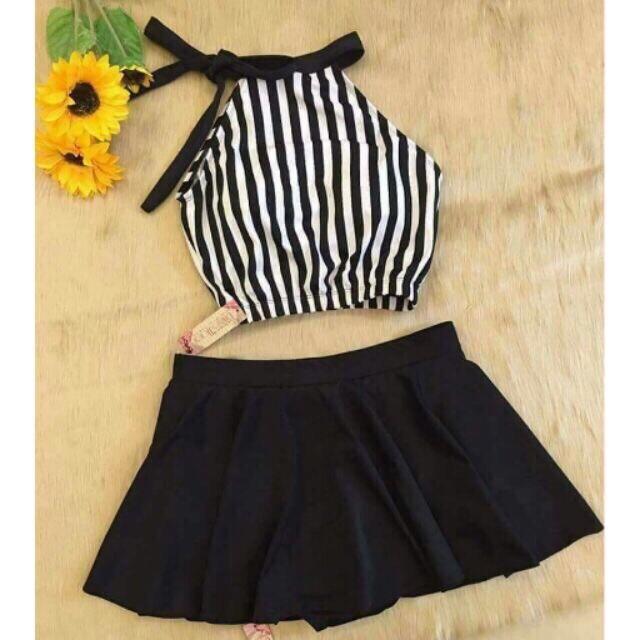 [HCM]Bikini yếm sọc kín đáo