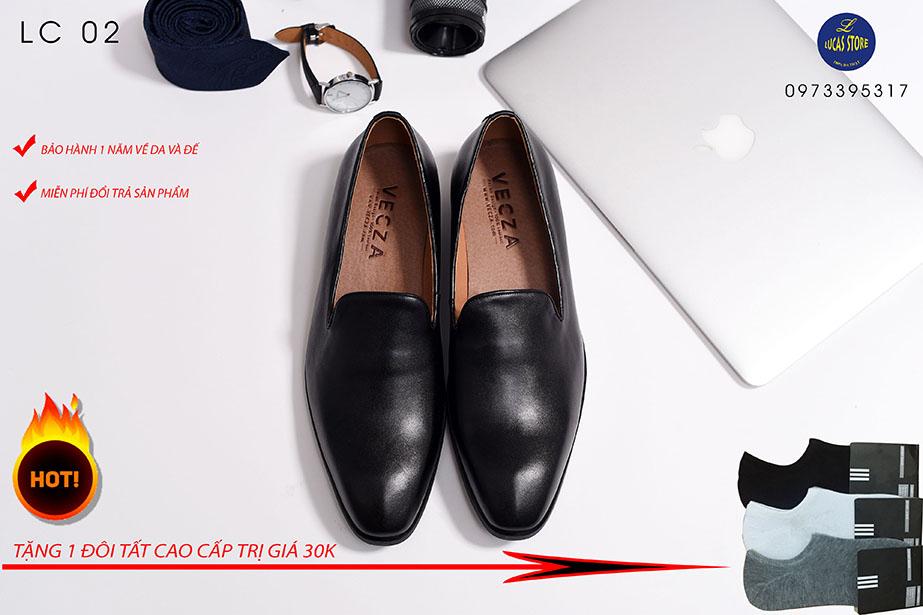 Giày Tây Da Thật Kiểu Dáng Đơn Giản N103M - Đen [TẶNG TẤT CAO CẤP]