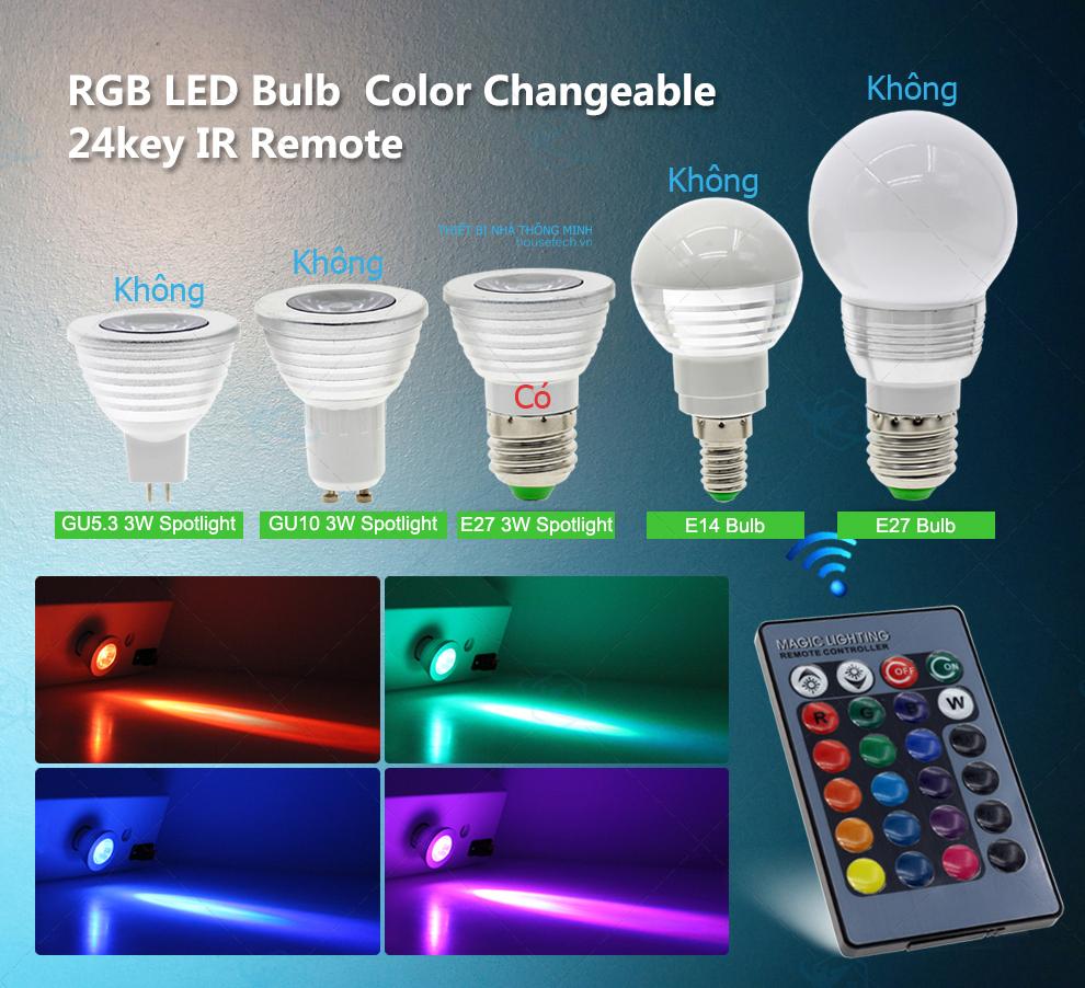 Đèn led đổi màu điều khiển từ xa 3WRGB