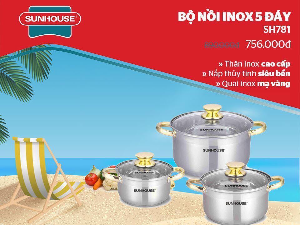  Bộ nồi inox 5 đáy Sunhouse SH781