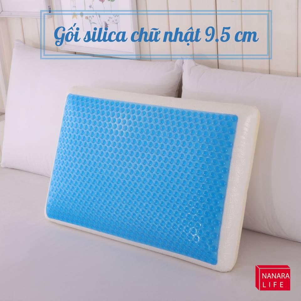 Gối silica gel cao su non chữ nhật Nanara Life - Nhật bản 13cm (Xanh da trời)