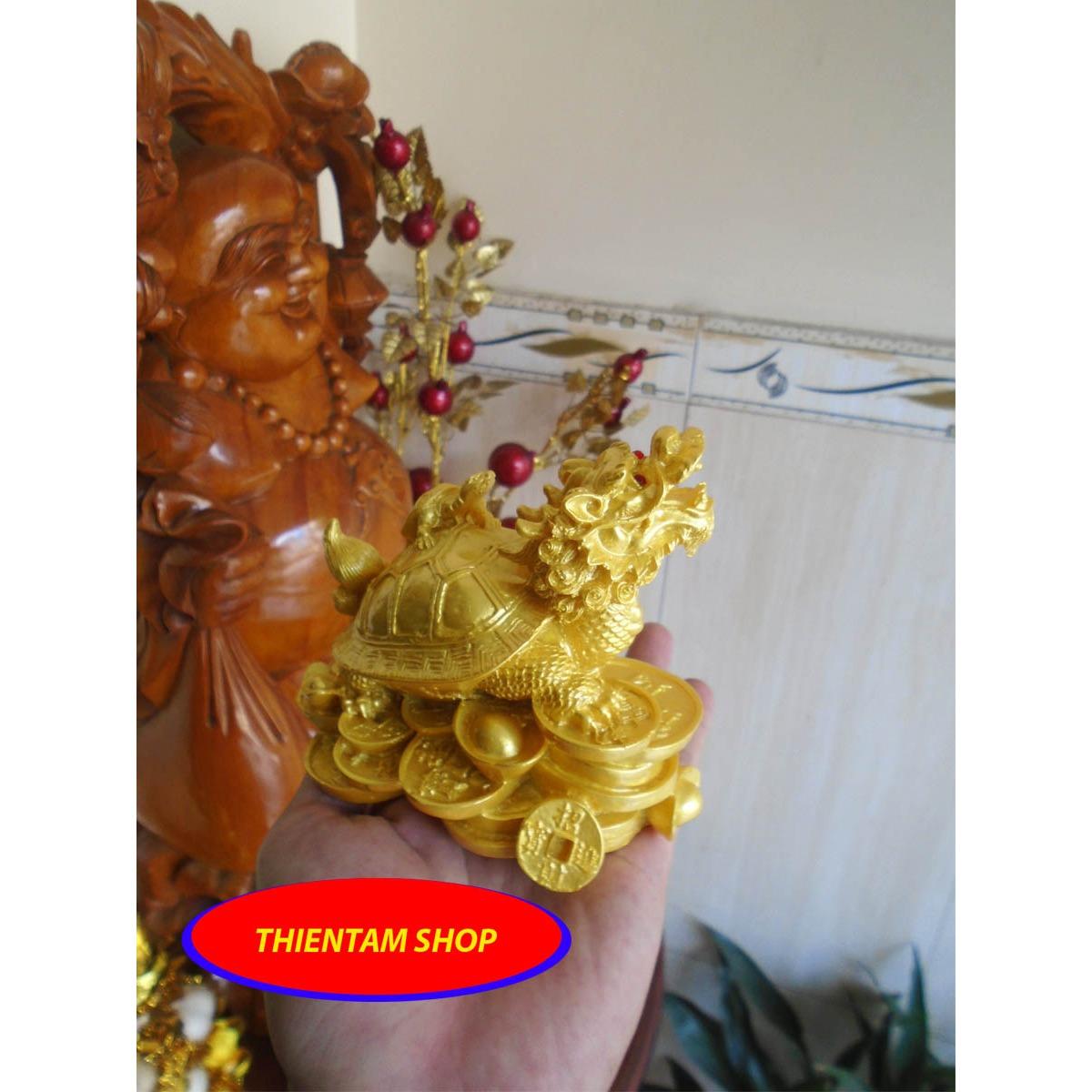 [HCM]Tượng Long Quy đại phát đá poly vàng (LQV01)