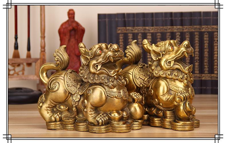 Tượng Kỳ lân tiền vàng bằng đồng thau