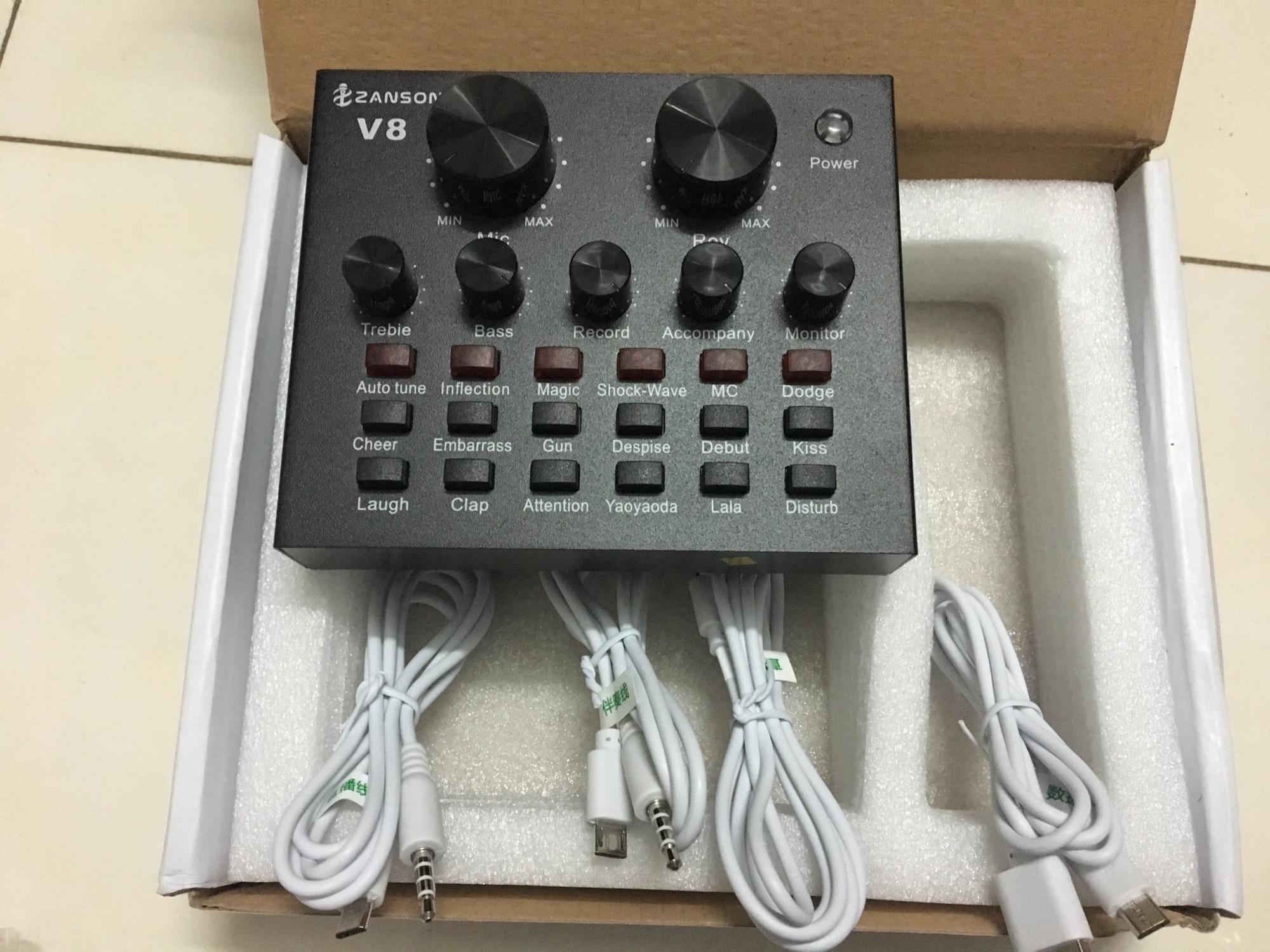 Dây lấy nhạc , dây live stream cho micro hát bluetooth, sound card V8