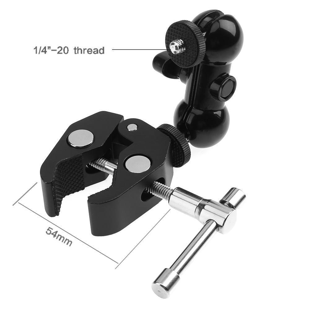 Magic arm mount mini xoay 360 độ và Kẹp ghi đông nhôm CNC siêu cứng gắn đèn Led Microphone