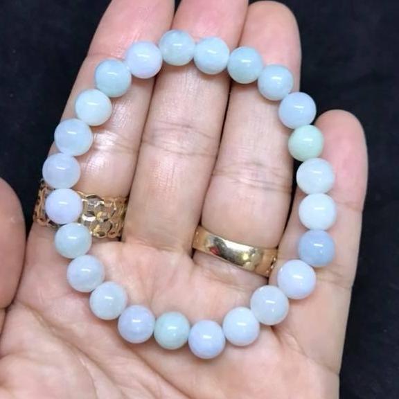 [HCM]VÒNG TAY NGỌC CẨM THẠCH JADE A TRẮNG XANH 7LY