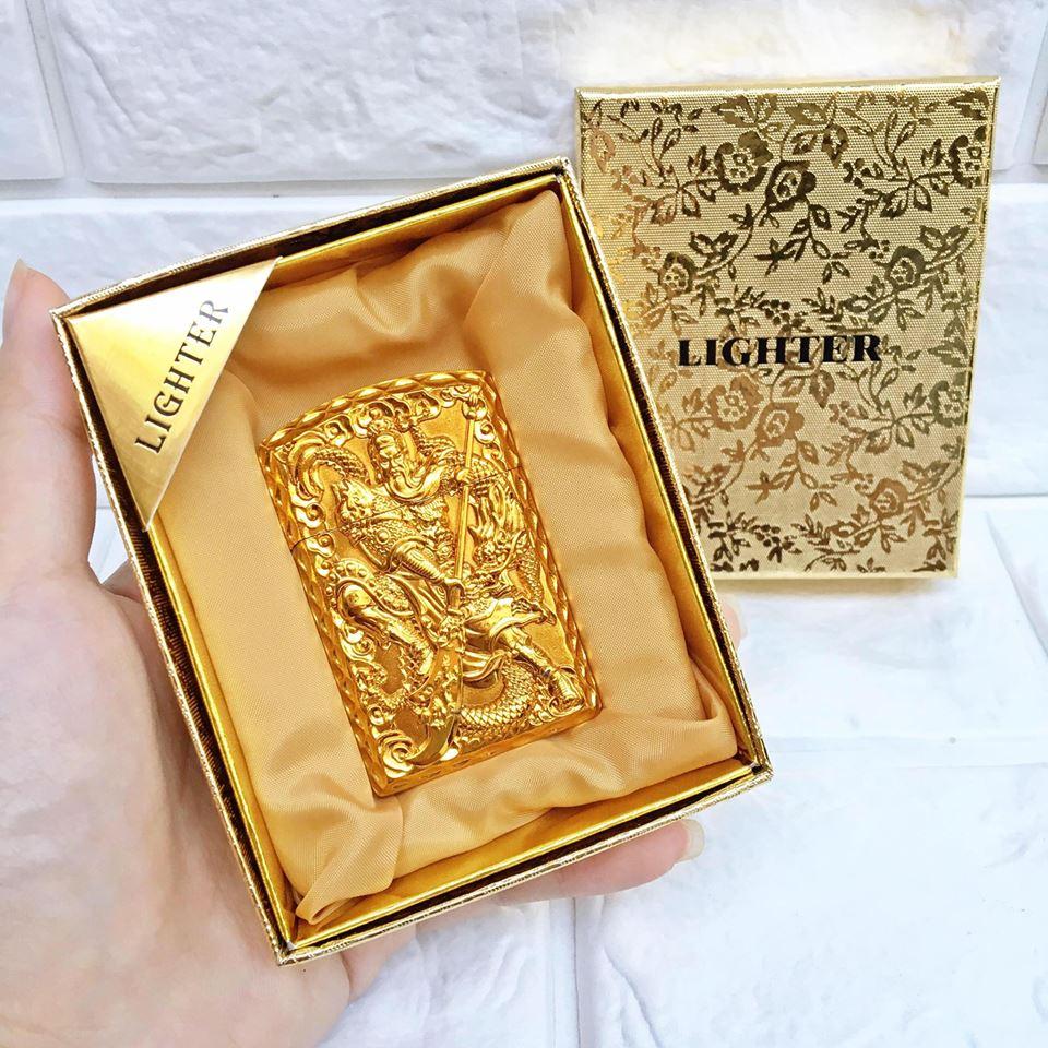 [Hot Hot] (Nguyên Hộp) ZIPPO, Bật Lửa, Hột Quẹt Hình Quang Công Vàng Rất Đẹp