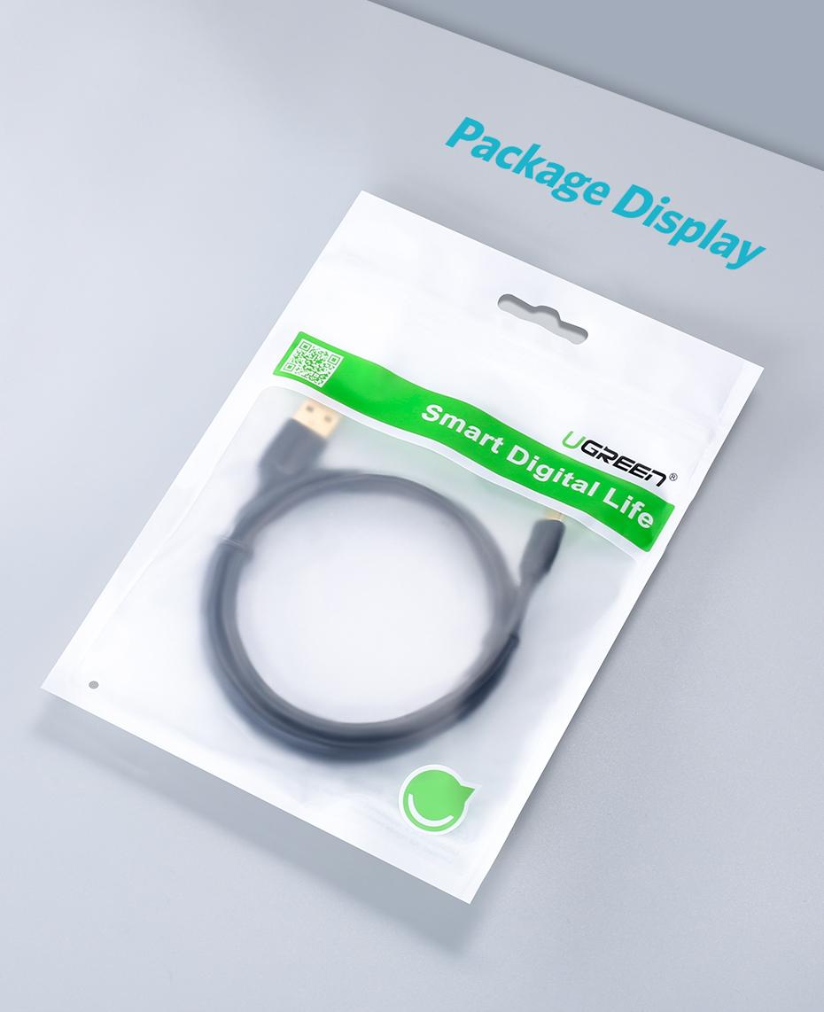 Cáp Micro USB 2.0 sang USB mạ vàng Ugreen 10834 0.25M (Cáp sạc Android) (Đen)