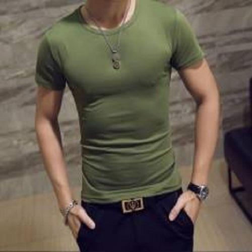 [HCM]Áo thun nam body cổ tròn vải dày mịn ( xanh rêu )