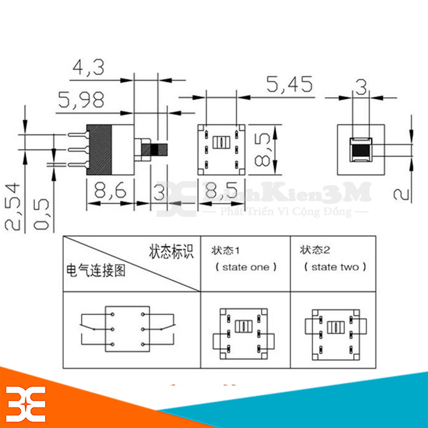 Combo 10 Nút Nhấn 6 Chân 8.5x8.5mm Không Giữ Trạng Thái