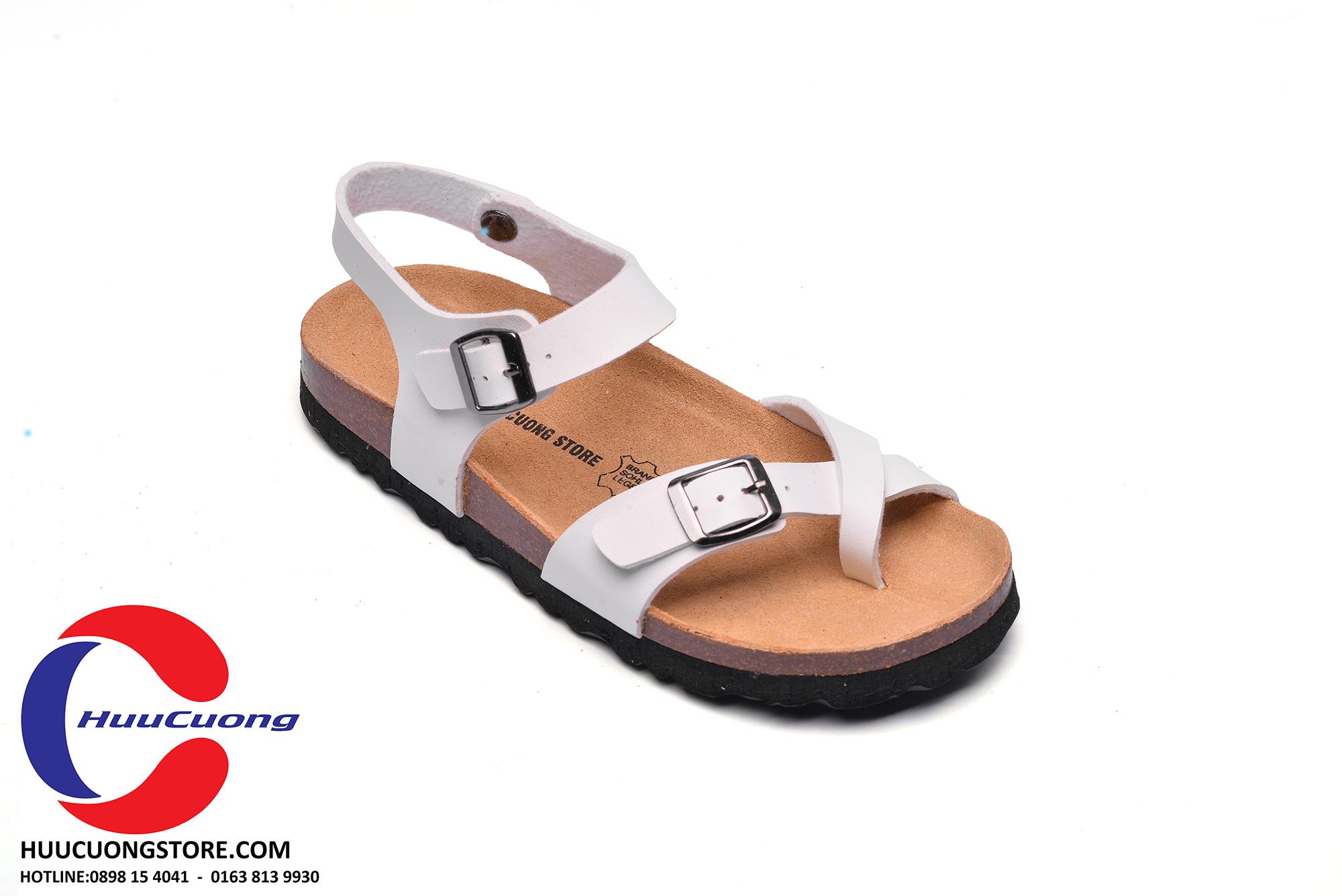 Giày sandal xỏ ngón trắng nam nữ đế trấu