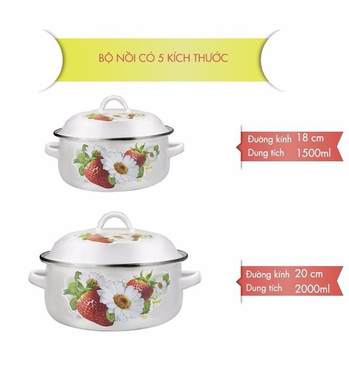[HCM]Bộ 5 Nồi Tráng Men Cao Cấp Mishio