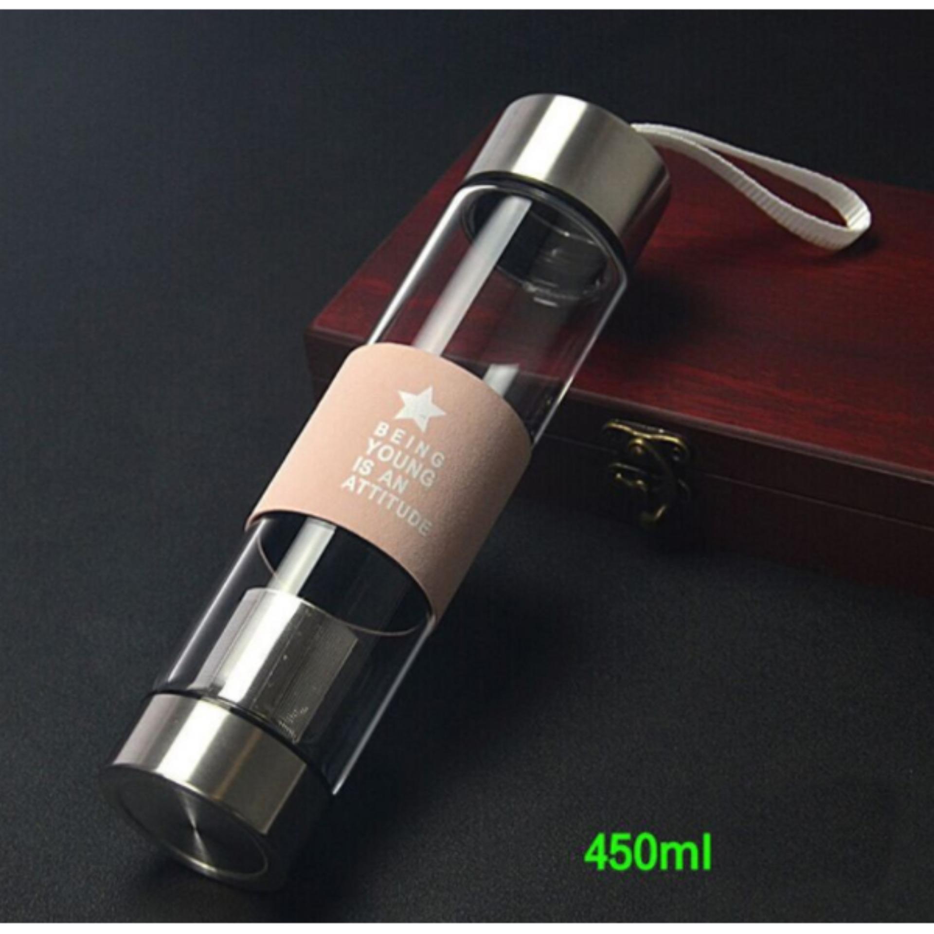 [HCM]Bình nước thủy tinh VN cao cấp màu đen