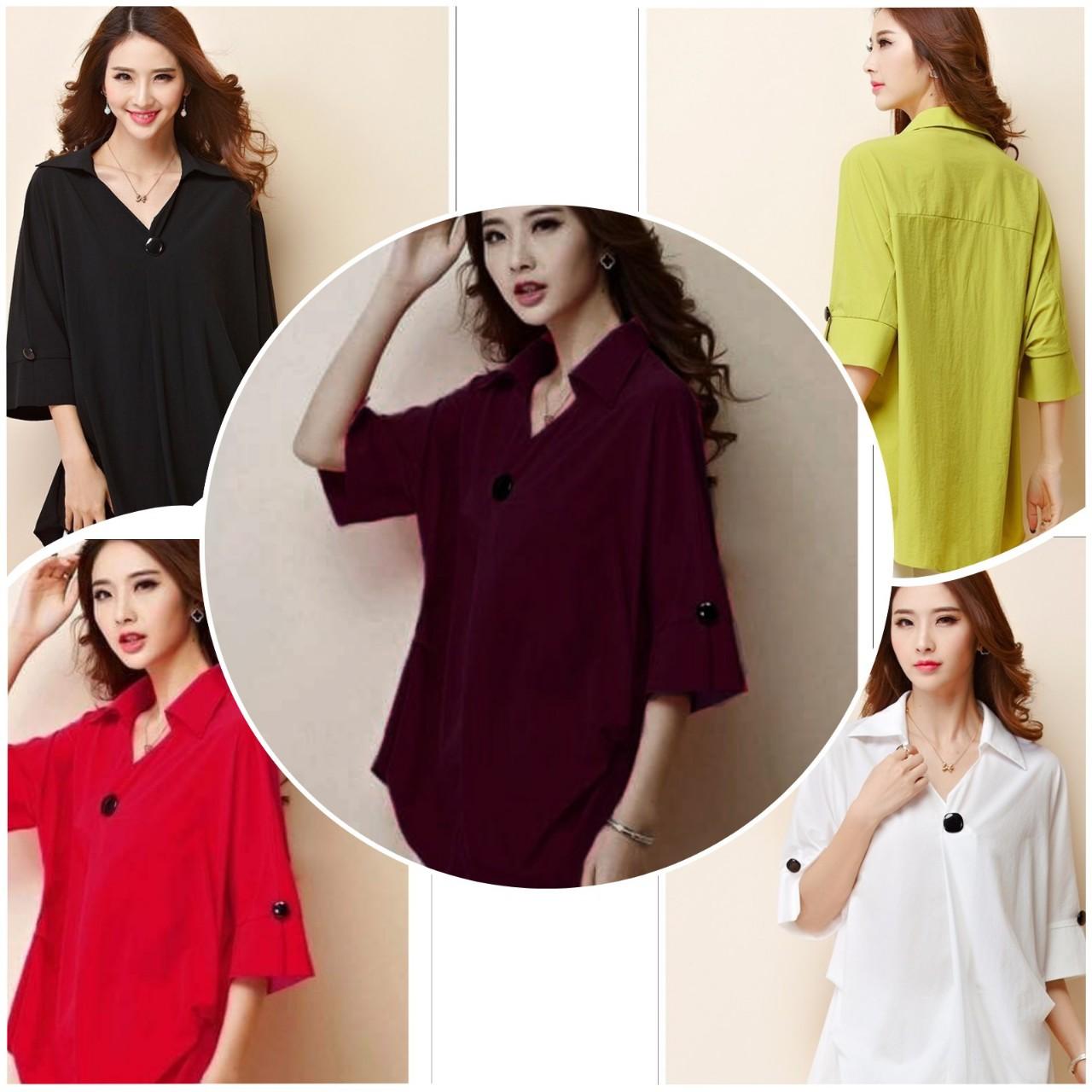 Áo sơ mi form rộng phối nút đủ size beyeu1688 - by1013