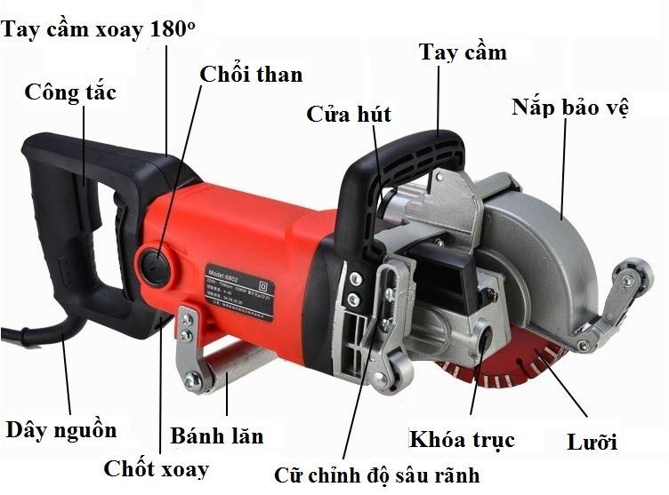 Máy Phay Rãnh Tường LAICHENG 6802 + 4 lưỡi cắt + máy bơm nước