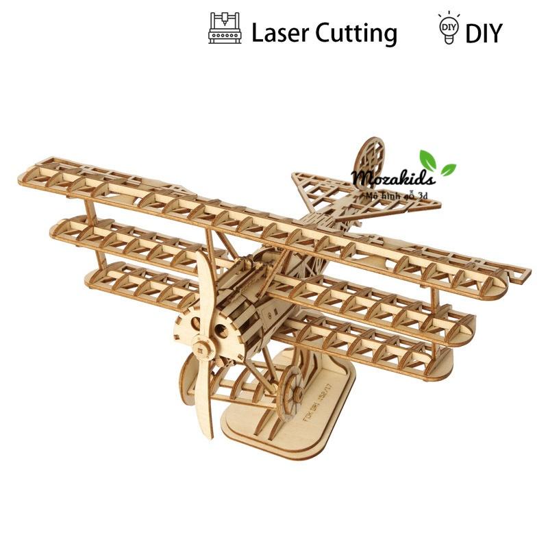Đồ chơi lắp ráp gỗ 3D Mô hình Máy bay Bi-Plane TG301