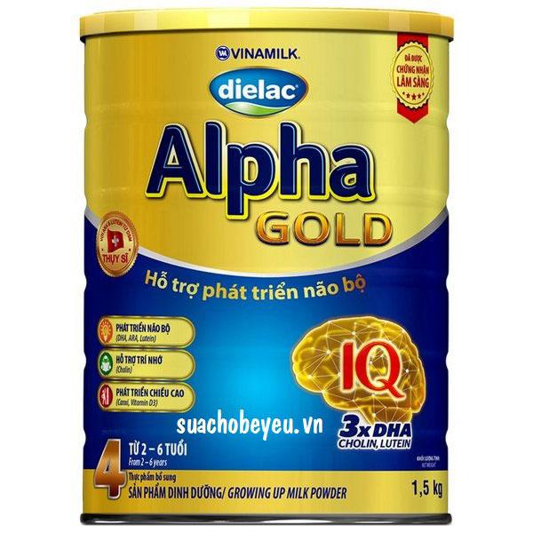 Sữa bột Vinamilk Dielac Alpha Gold 4 1.5kg (hộp thiếc)